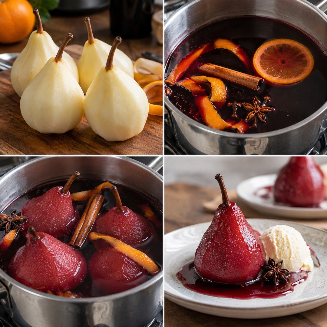 Peras al vino tinto: receta fácil y elegante paso a paso