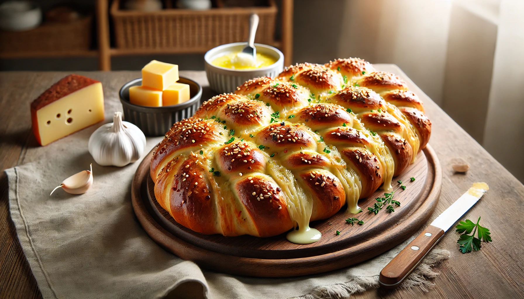 Pan trenzado con queso: una entrada divertida que a todos les encantará