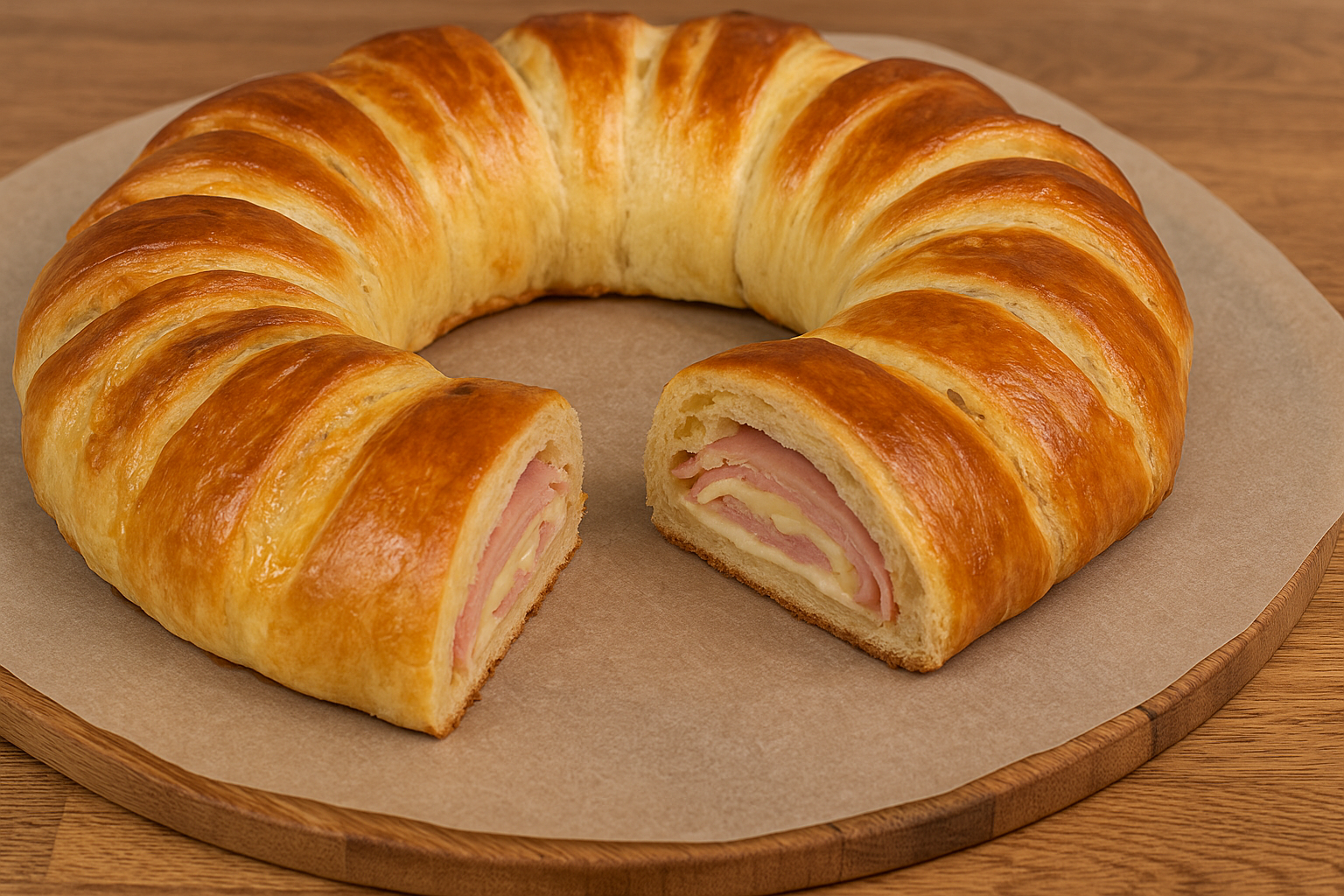 Cómo hacer una rosca rellena de jamón y queso.