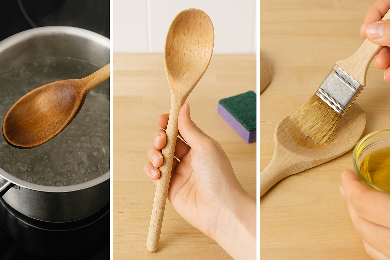 Truco viral muestra cómo limpiar las cucharas de cocina de madera.