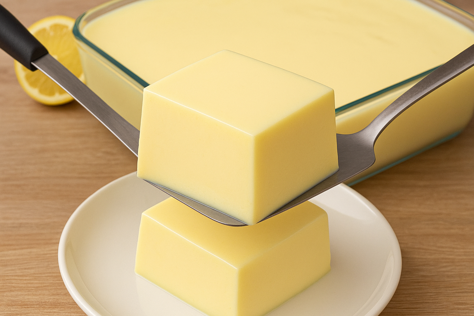 ¡Simplemente vierte la gelatina de limón en la leche caliente!