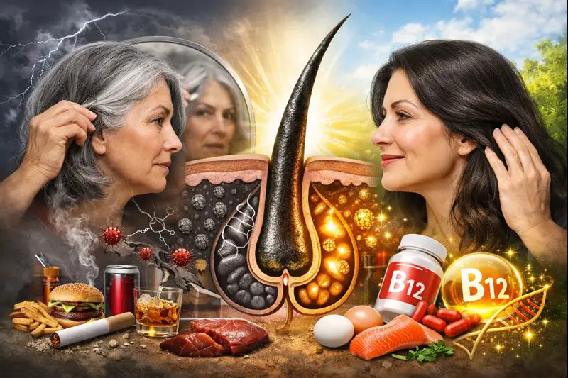 Qué vitamina se asocia al cuidado del cabello canoso y qué dice realmente la ciencia sobre su efecto.