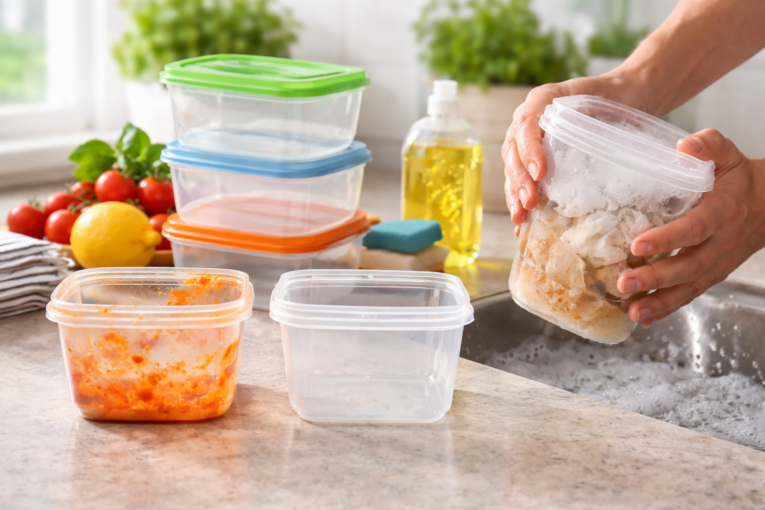 Un truco sencillo para limpiar contenedores de plástico y dejarlos como nuevos en minutos.