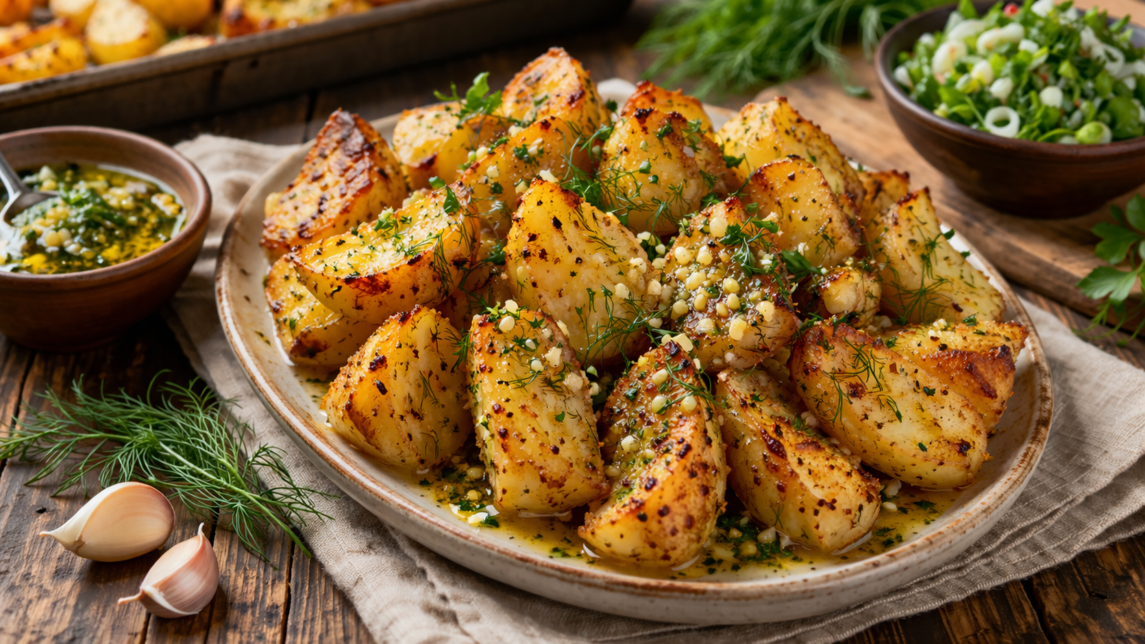Papas con ajo irresistibles: el secreto está en el aderezo que realza su sabor.