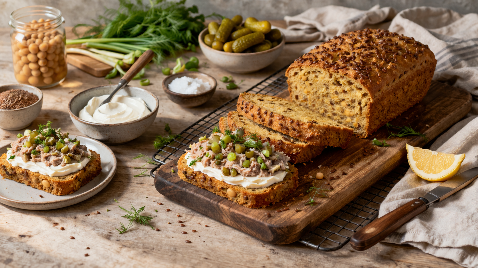 Pan de garbanzos sin gluten: una opción rica en proteínas y lista en pocos minutos.