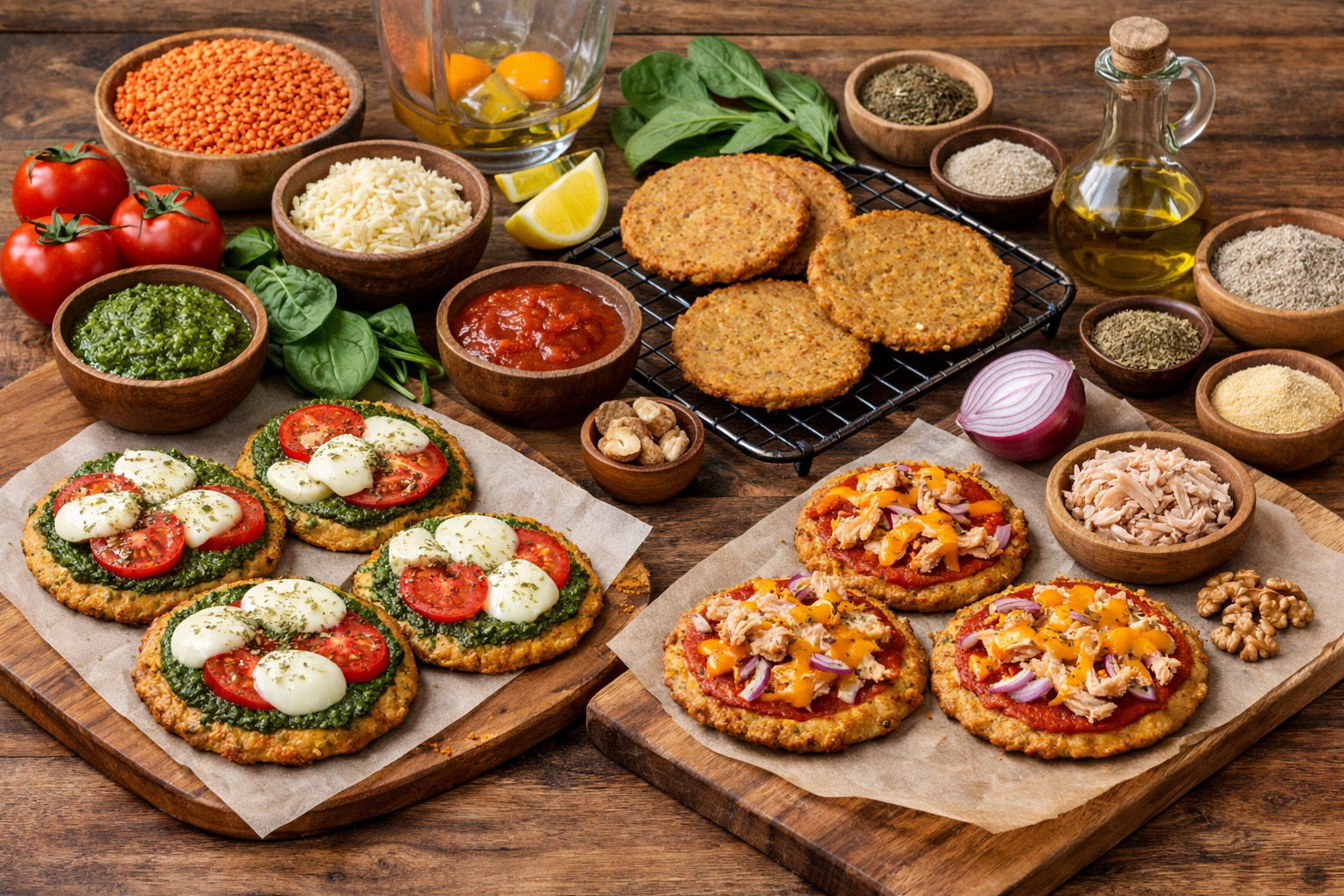 Pizza de lentejas alta en proteínas en 5 minutos: 2 recetas sin harina.