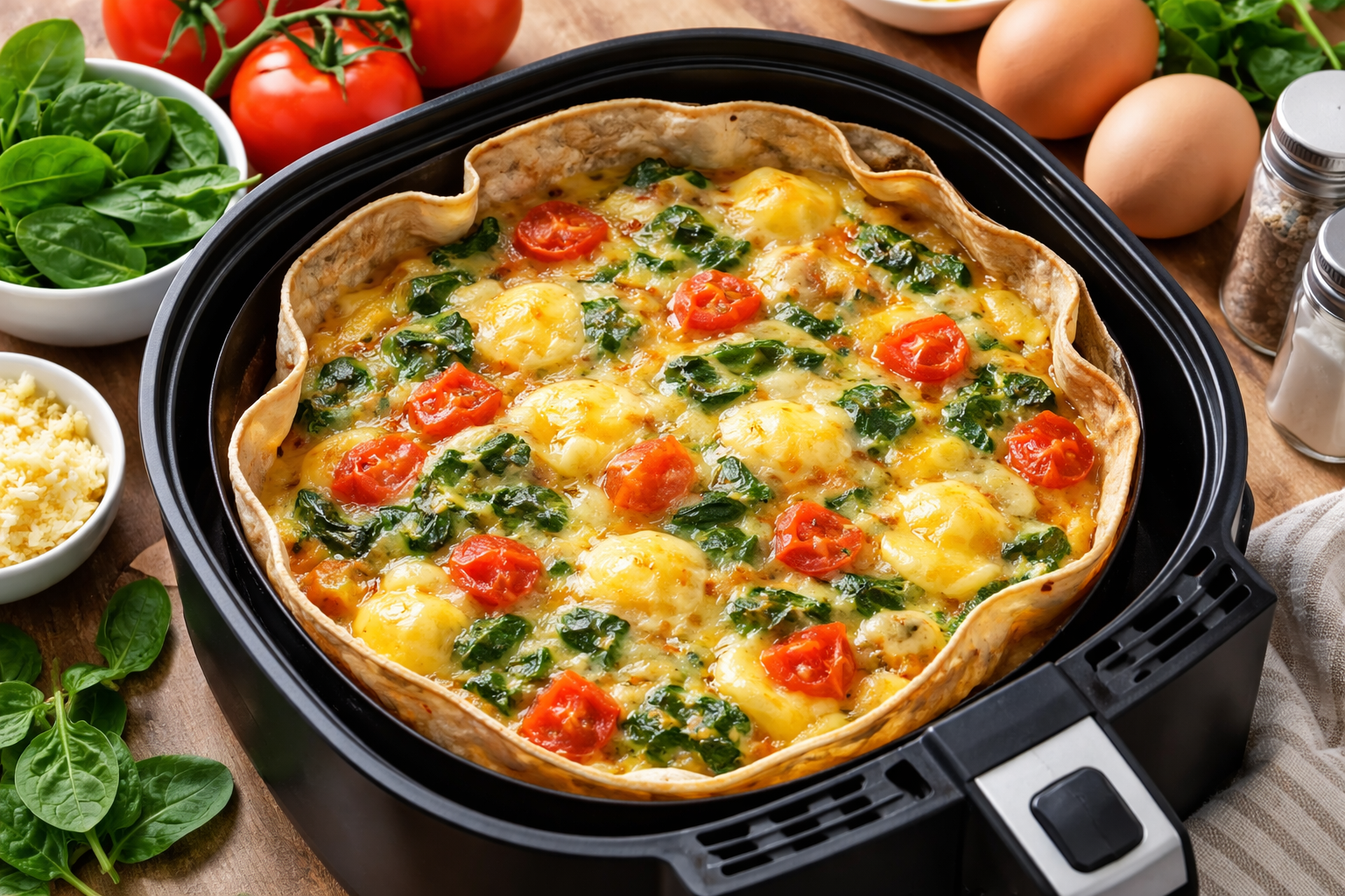 Tortilla en freidora de aire: receta fácil y práctica.