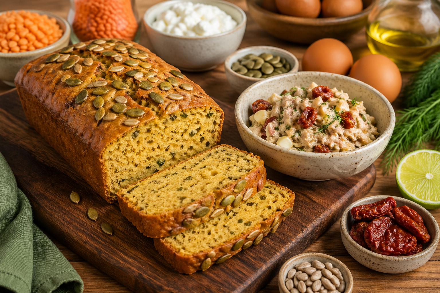 Pan de queso cottage y lentejas en 5 minutos: sin harina y alto en proteínas