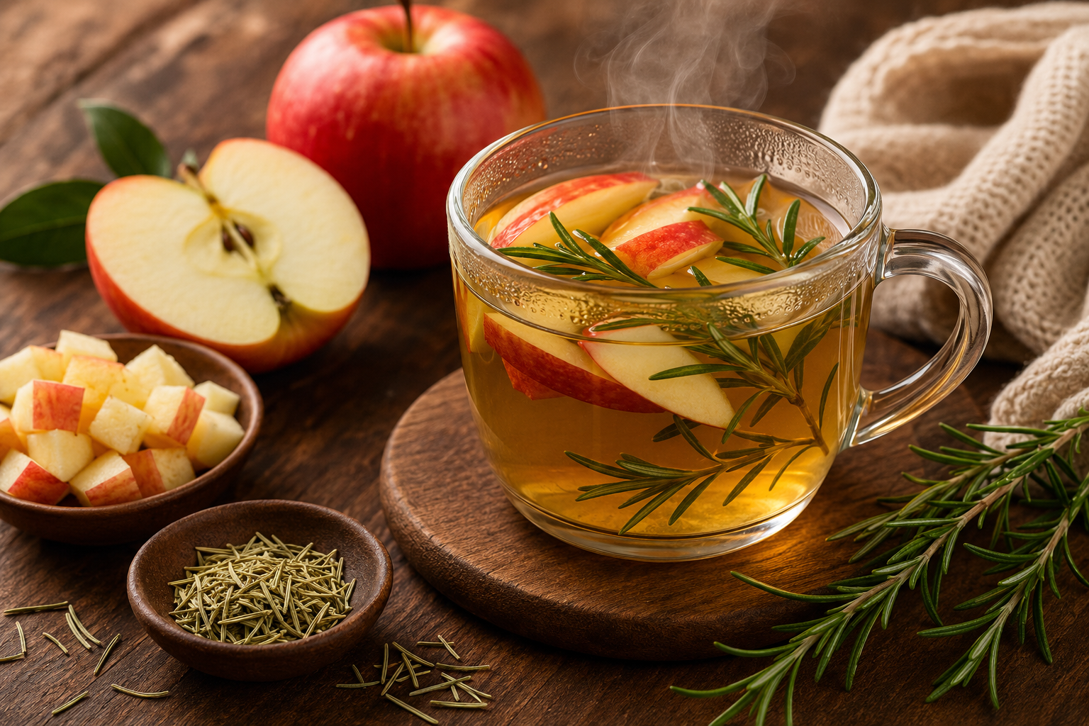 Infusión de manzana con romero: posibles beneficios y cómo prepararla en casa.