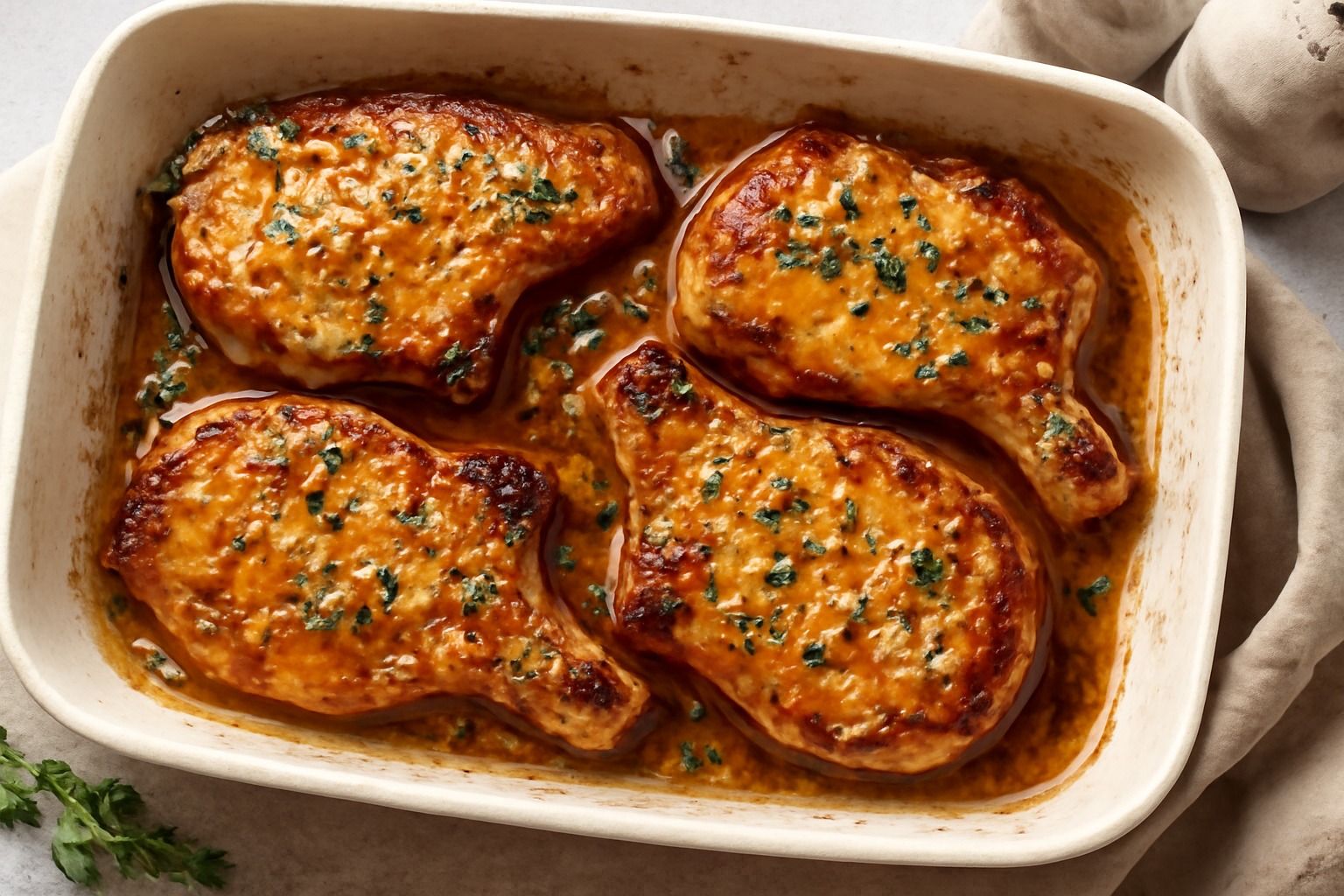 Chuletas de cerdo al horno con miel, ajo y tomillo: receta paso a paso