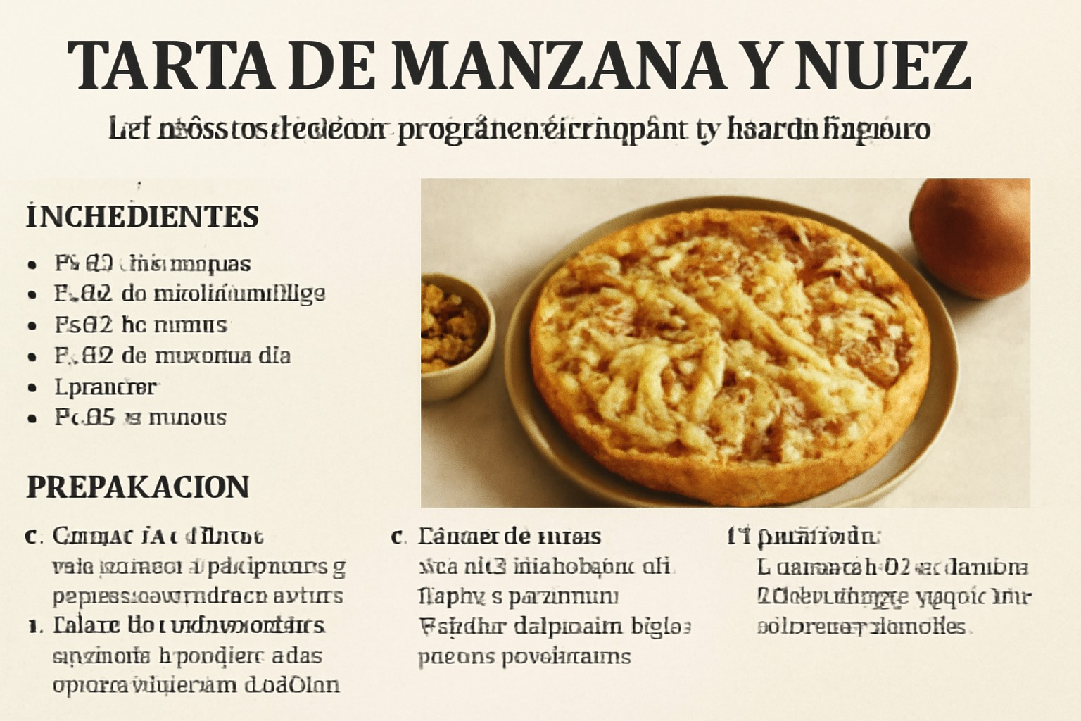Receta de tarta de manzana y nuez al estilo tradicional: preparación rápida y textura suave