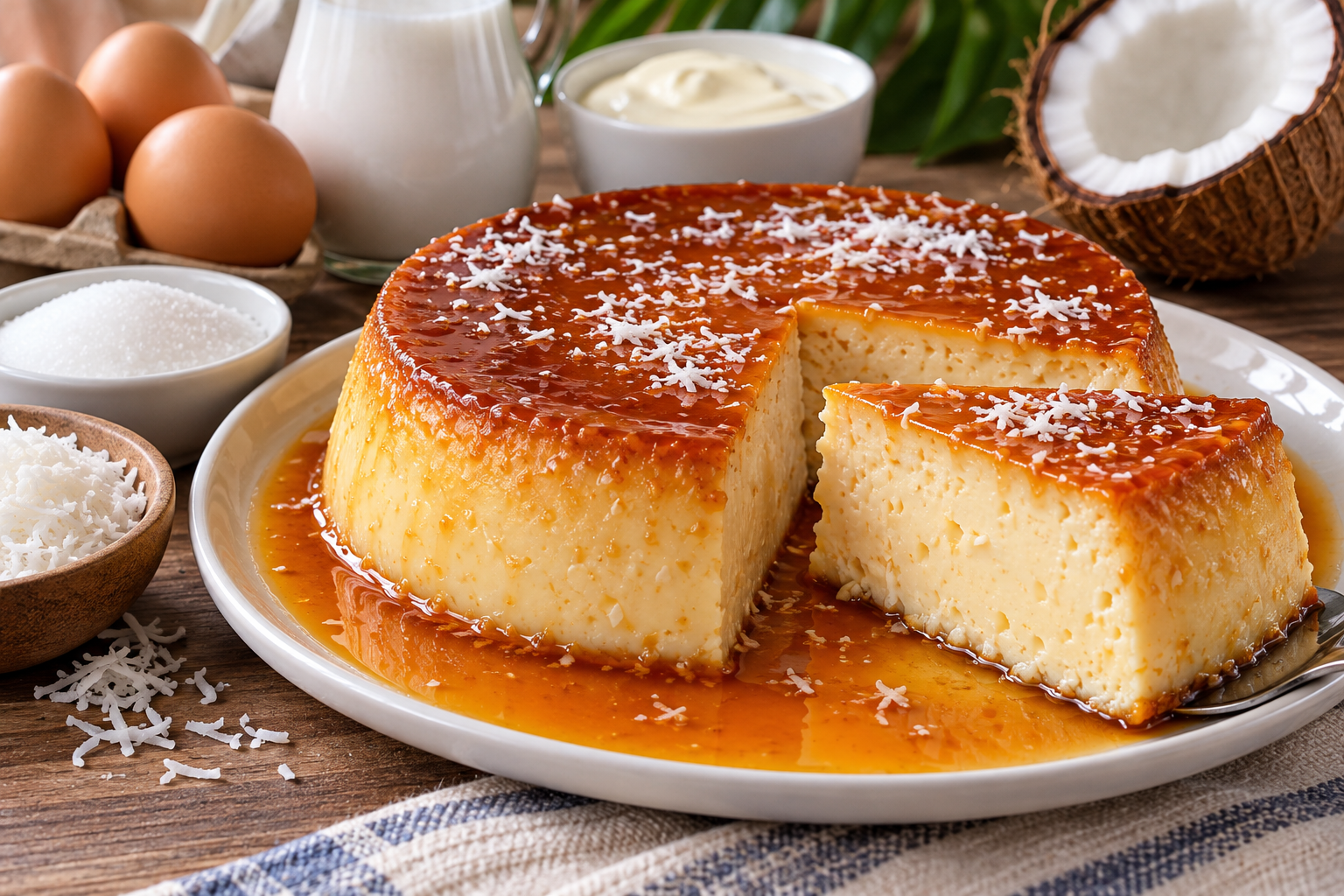 Flan de coco, el postre más rico y fácil en solo 2 minutos.