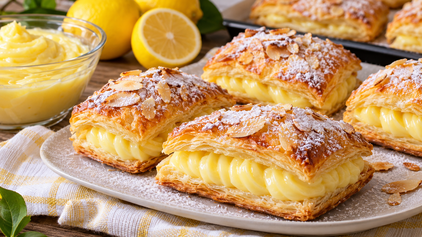Postre de limón más fácil y delicioso de hojaldre en 5 minutos.