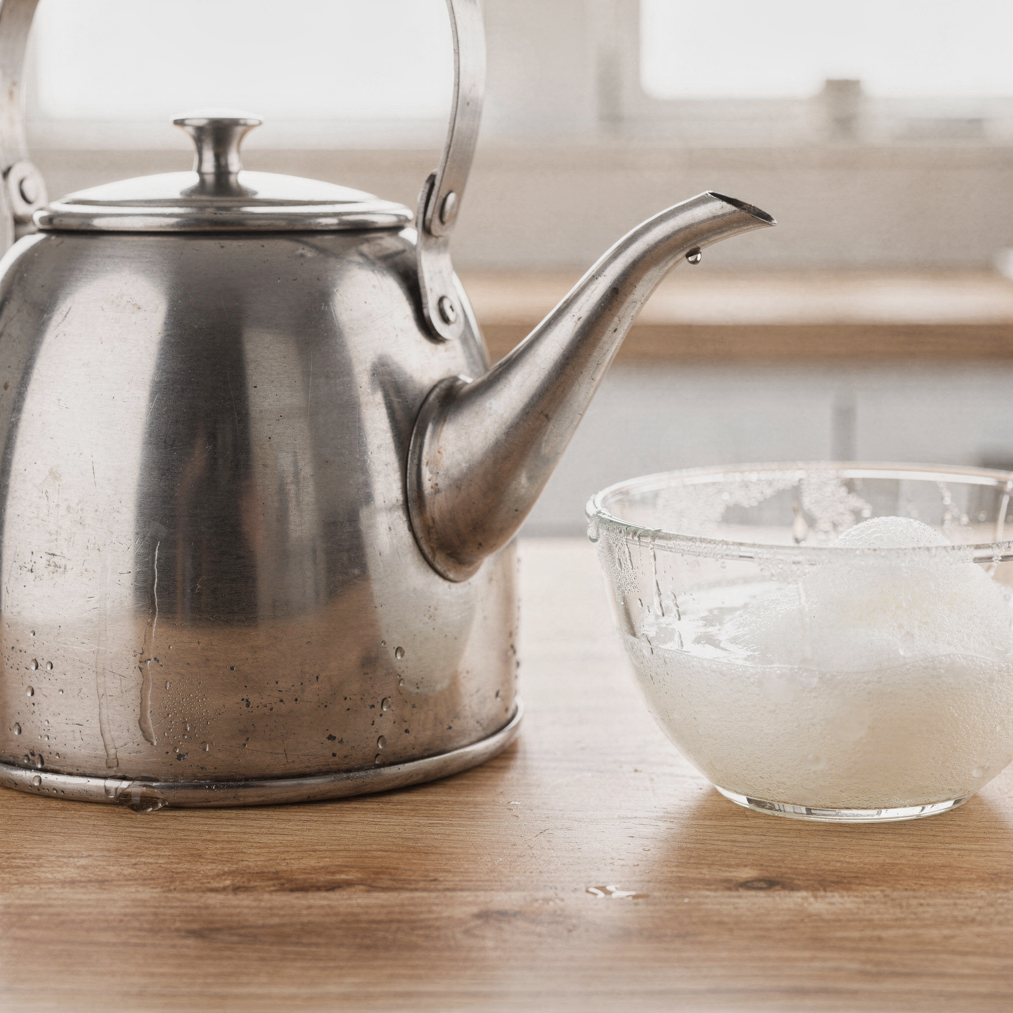 Pava con solución de vinagre para sacar el sarro