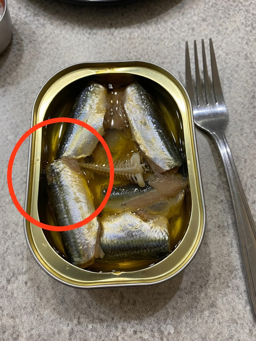 ¿Qué es esa pequeña estructura blanca que aparece en la lata de sardinas?